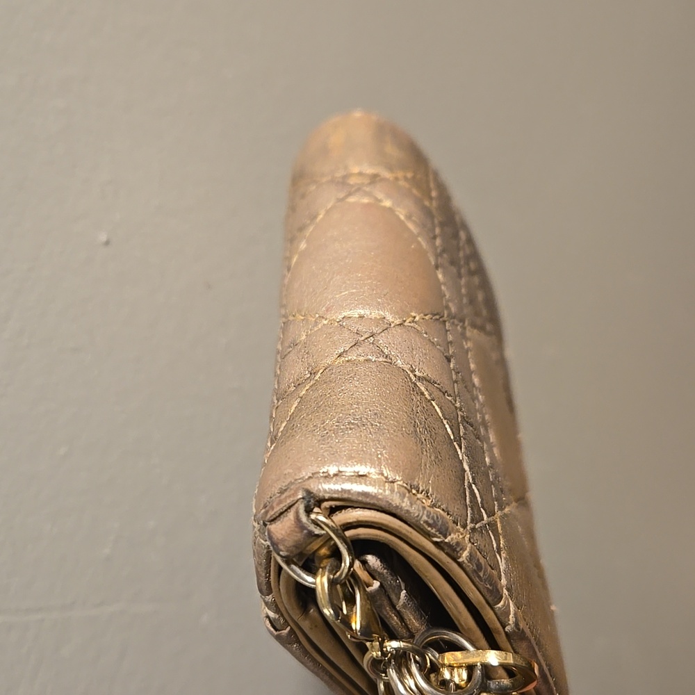 Dior Compact Wallet Lady Lotus Cannage Metallic Gold Quilted - Picture 5 of 8